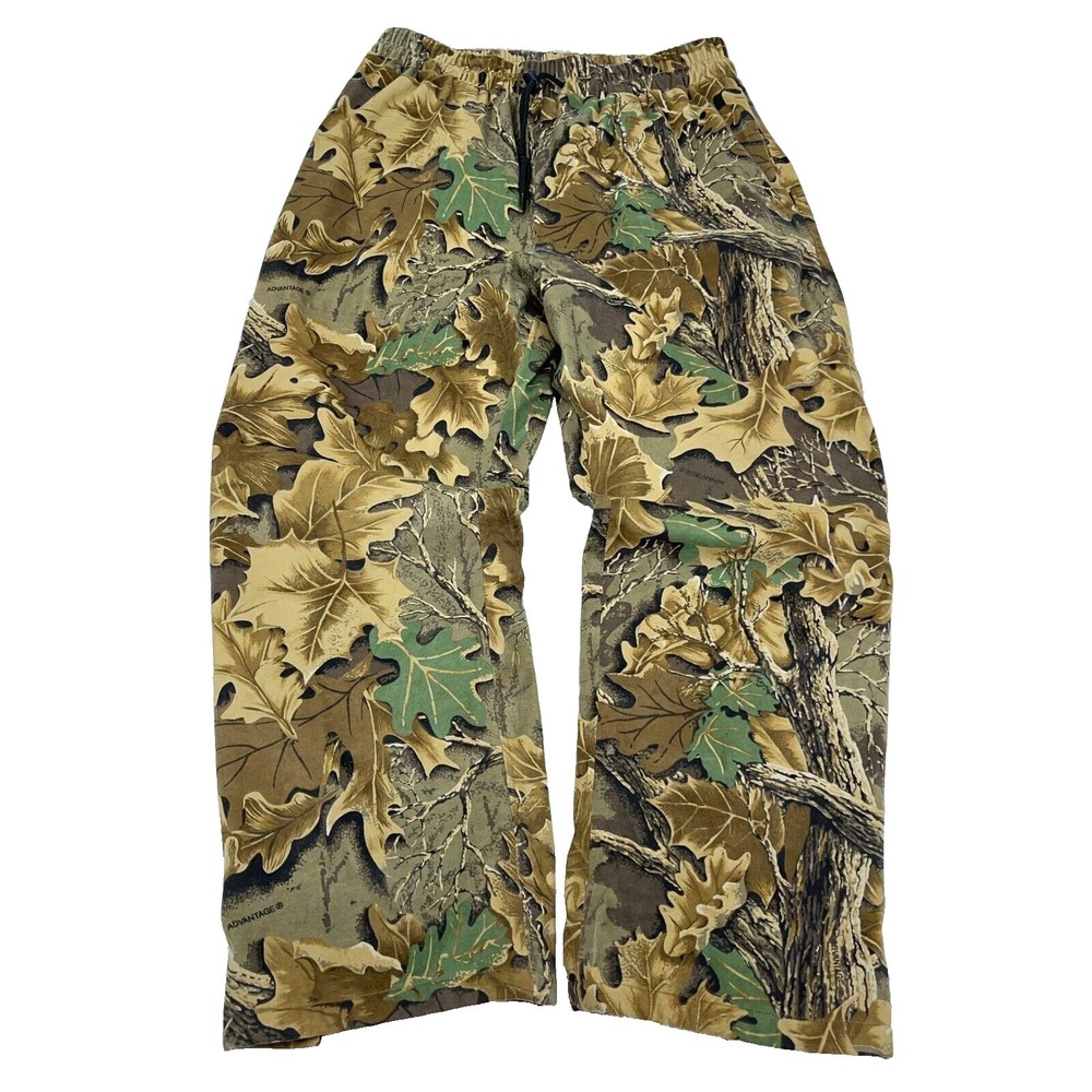 Walls Camo‎ Pants Men Large 32x30 Baggy Woods Advantage Water Pruf Leafs Lined
